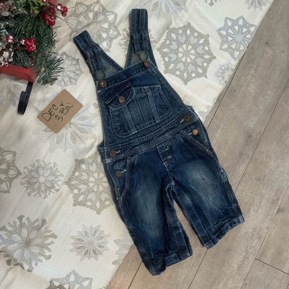 VTG Y2K OshKosh B'gosh Dark Blue Denim Overalls 12 Months Baby Boy